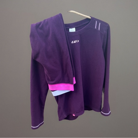 Louis Garneau fleece layer set girls size large purple pants and long sleeve - Picture 1 of 2